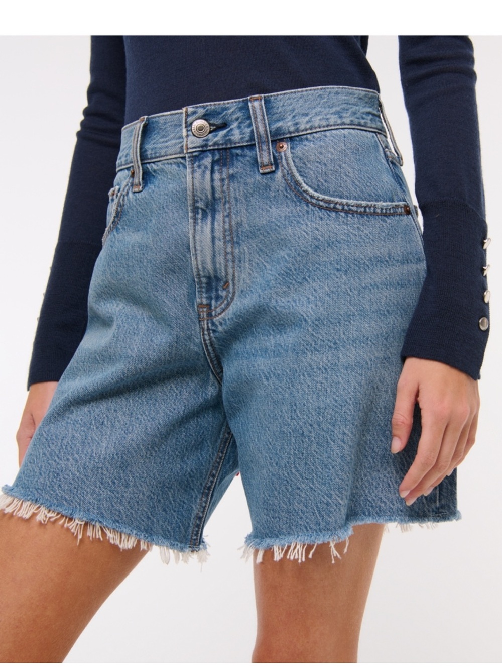 Abercrombie & Fitch Loose High-Rise Denim Shorts